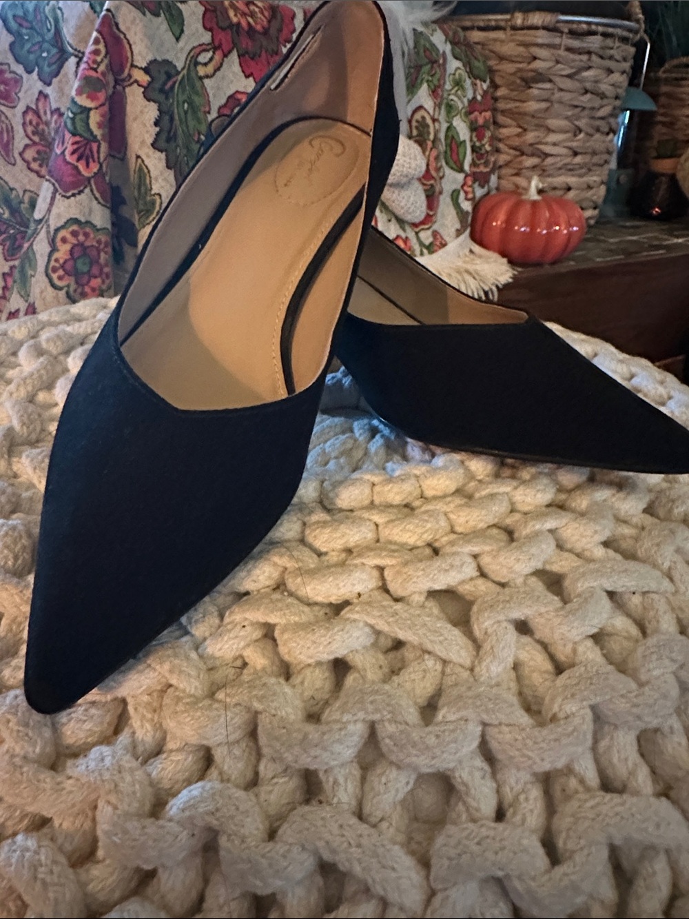 Cato Black Pointed Kitten Heels